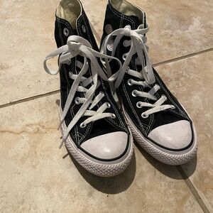 Classic Black High-Top Sneakers with White Accents - Women's